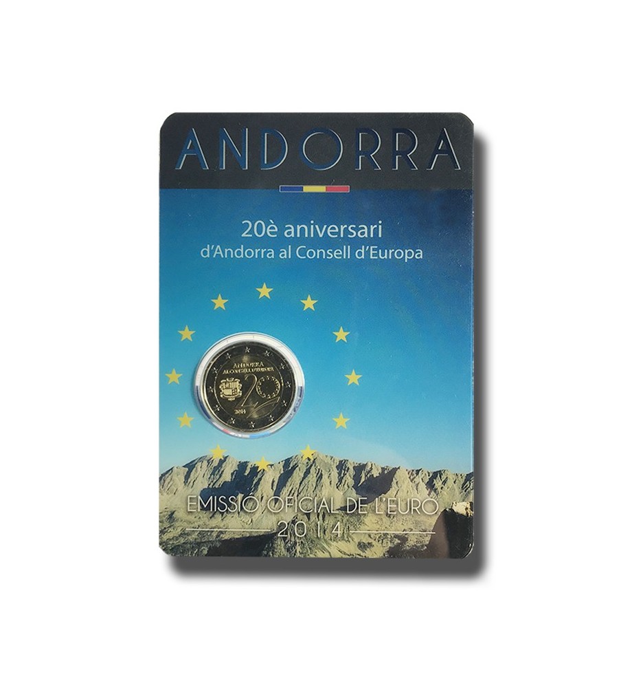 2014 Andorra 20th Anniversary Council Of Europe 2 Euro Coin