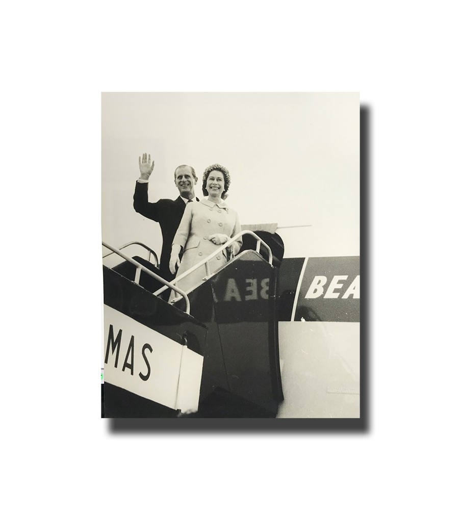 1950's ca Malta Photograph BEA Flight Queen Elizabeth II and Duke of Edinburgh