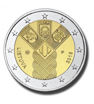 2018 Lithuania 100 Years of the Baltic States 2 Euro Coin