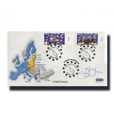 2004 Malta Signed "E Fenech Adami' FDC United Europe