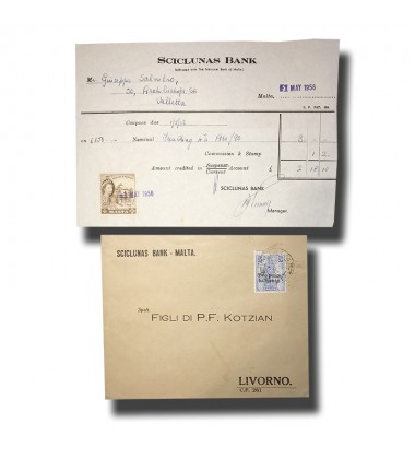 1932 1956 Malta Scicluna’s Bank Stationery and Postal History Cover