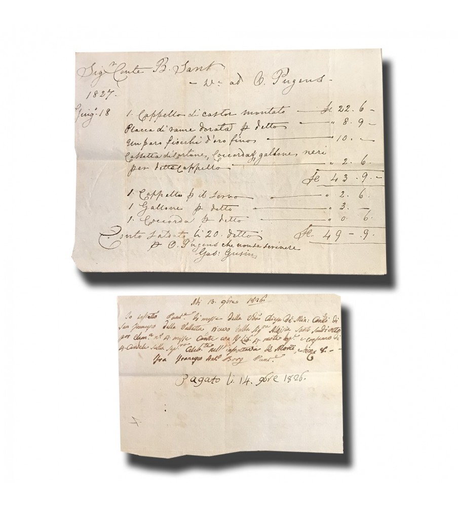 1826 Malta Receipt and 1827 Invoice Lot of 2