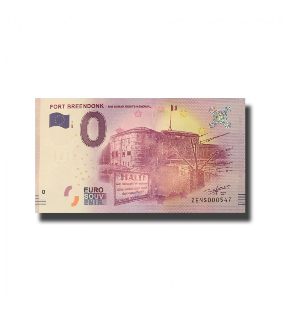 0 Euro Souvenir Banknote Fort Breendonk Uncirculated Belgium  ZENS 2017