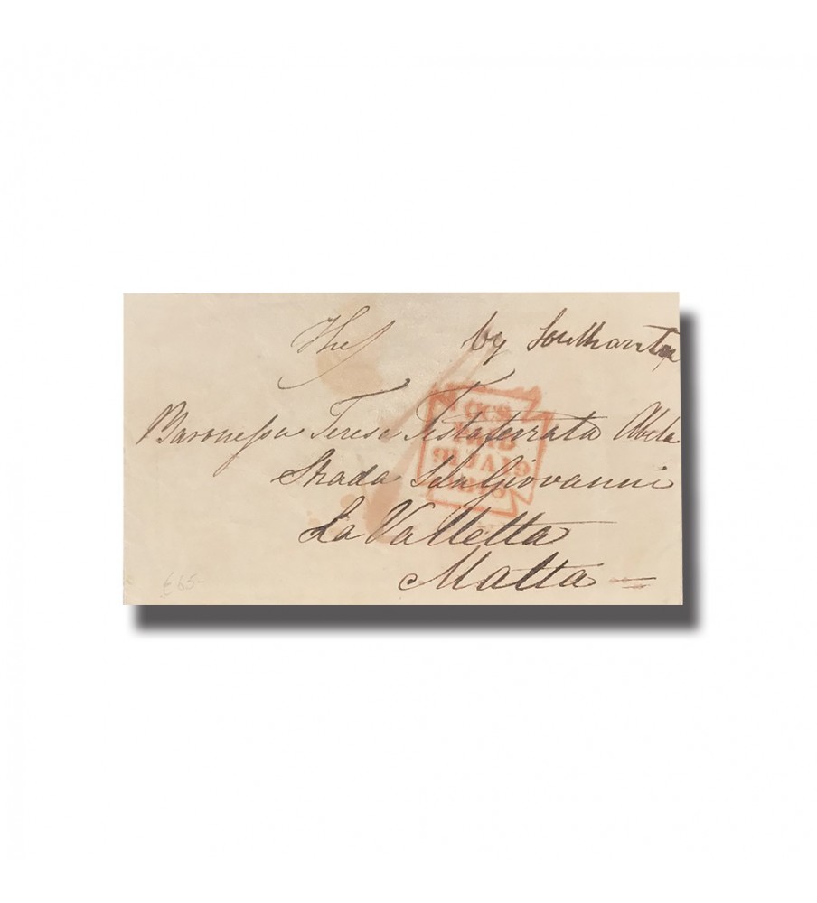 1846 UK To Malta Entire Letter Internal Charge Mark CCS Paid 19 JAN 1919