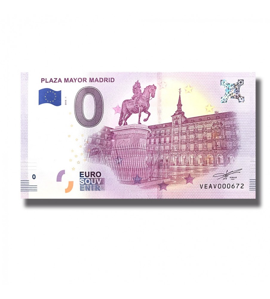 0 Euro Souvenir Banknote Plaza Mayor Madrid Uncirculated Spain VEAV 2018-1