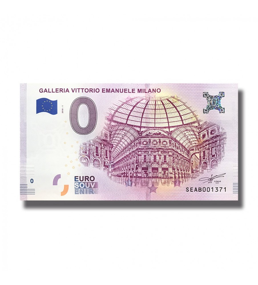 0 Euro Souvenir Banknote Galleria Vittorio Emanuele Milano Italy SEAB 2018-1