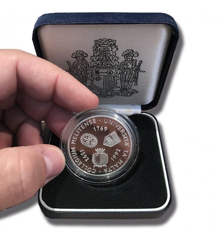 1992 MALTA 400TH ANN. UNIVERSITY OF MALTA LM 5 SILVER COIN PROOF SILVER