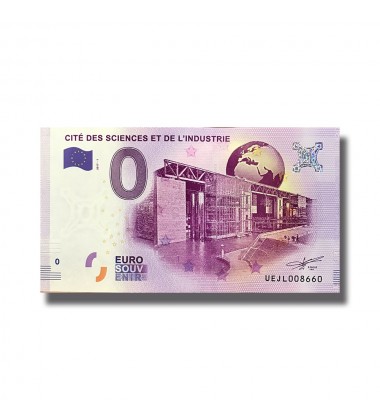 France 2018 Cite Des Sciences Et De L'Industrie 0 Euro Souvenir Banknote 005084