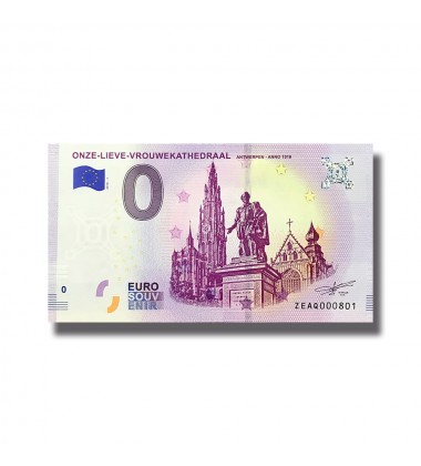 0 Euro Souvenir Banknote Belgium ZEAQ 2018-1 Onze Lieve Vouwekathedraal