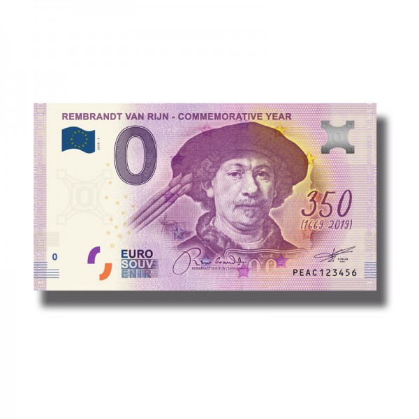 0 Euro Souvenir Banknote Rembrandt Van Rijn - Commemorative Year Netherlands PEAC 2019-2