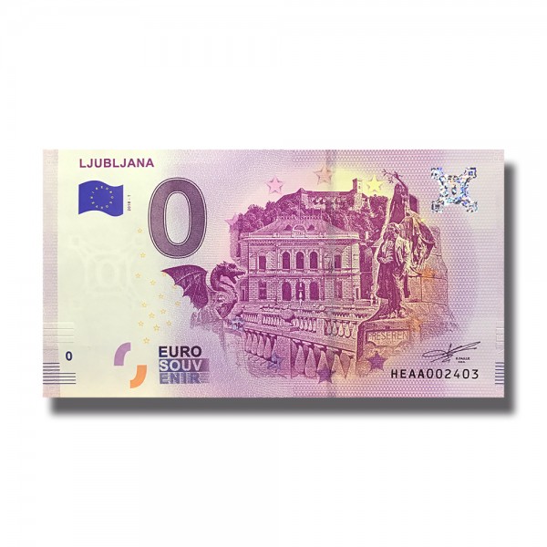 0 Euro Souvenir Banknote Ljubljana Slovenia HEAA 2018-1