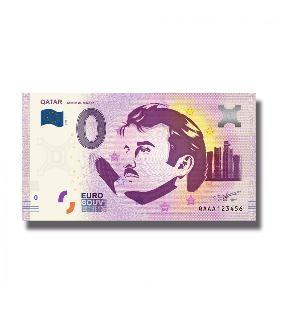 0 Euro Souvenir Banknote Tamim Al Majed Qatar QAAA 2019-1