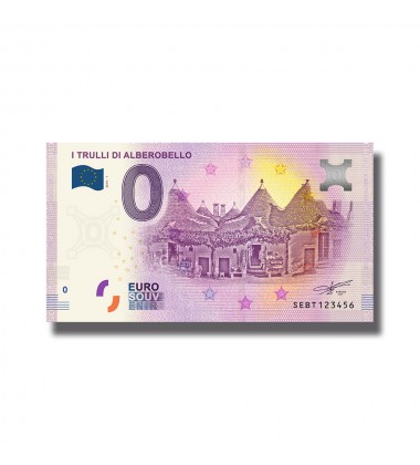 0 EURO SOUVENIR BANKNOTE I TRULLI DI ALBORELLO ITALY SEBT 2019-1