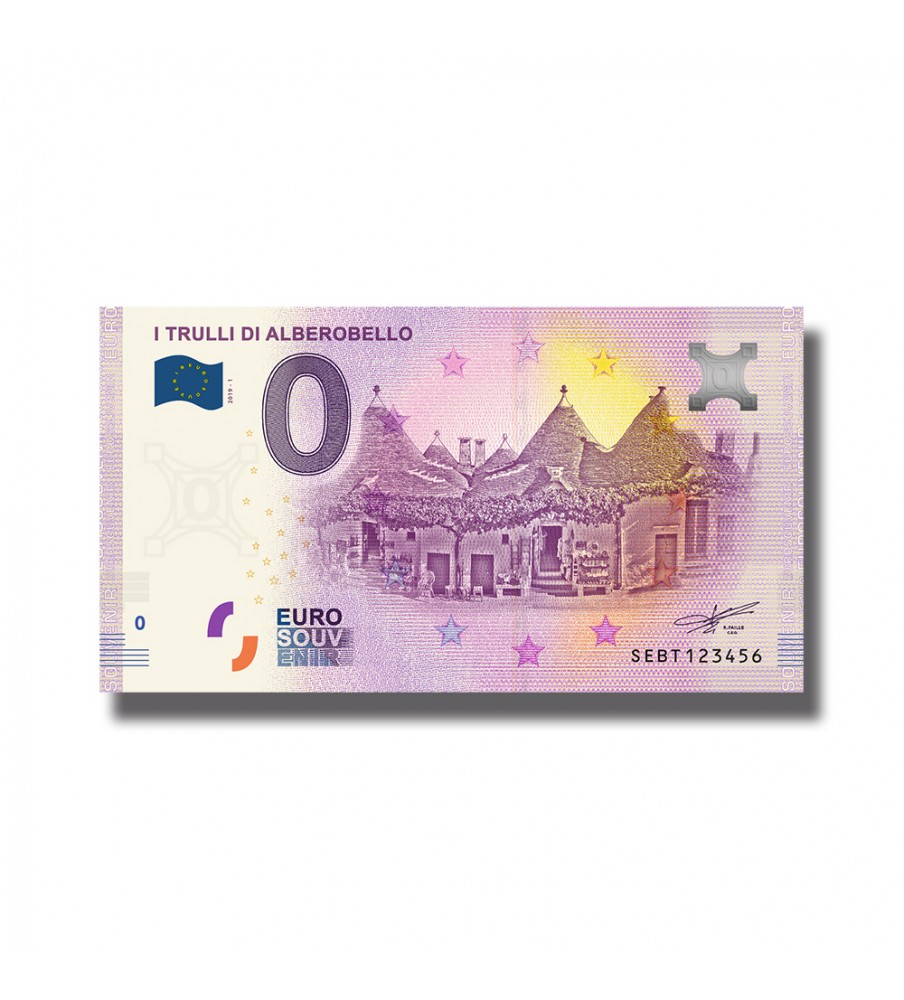 0 EURO SOUVENIR BANKNOTE I TRULLI DI ALBORELLO ITALY SEBT 2019-1