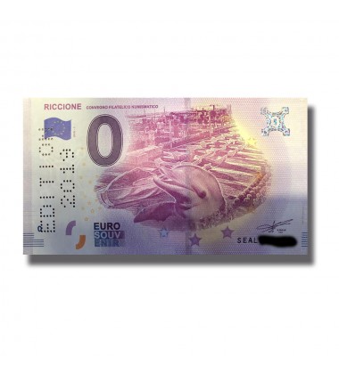 0 EURO SOUVENIR BANKNOTE RICCIONE ITALY PERFORATED EDIZIONE 2019 SEAL 006080