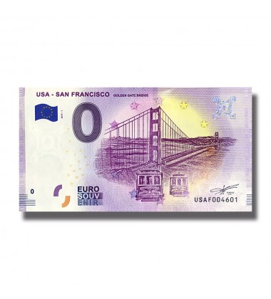 0 Euro Banknote Souvenir USA San Francisco Golden Gate Bridge USAF 2019-1