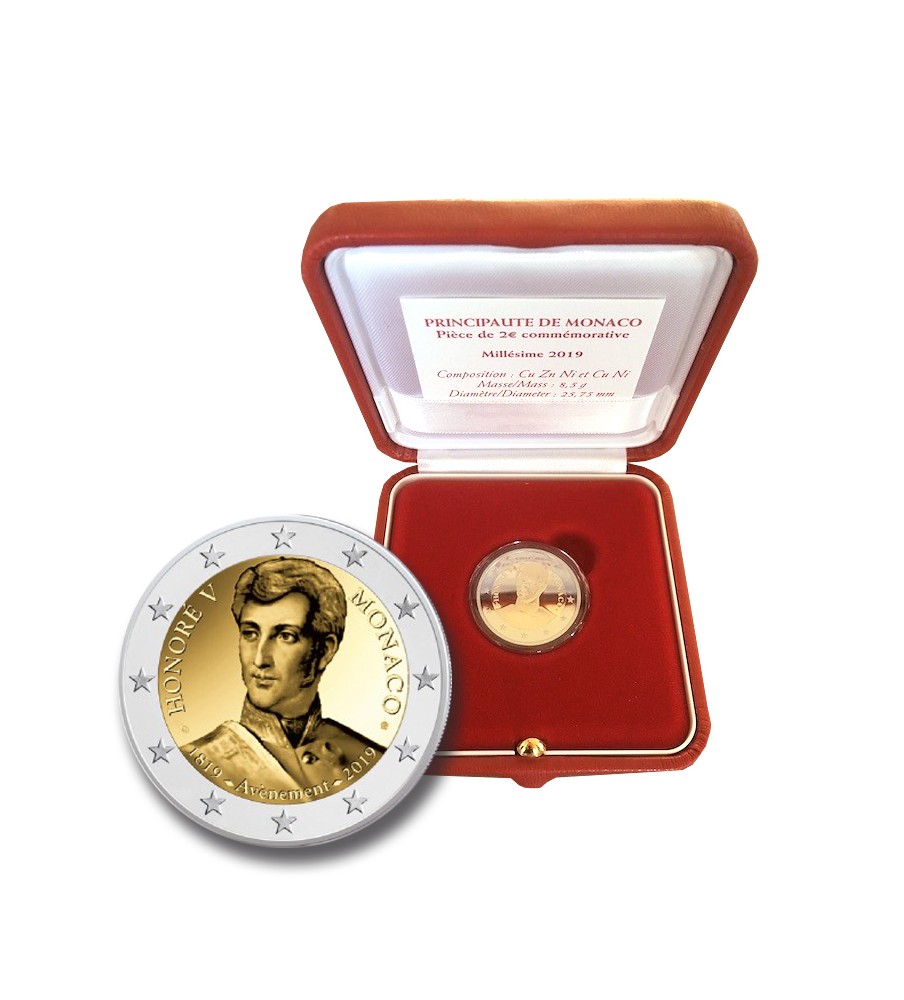 2019 Monaco 200 Years of Prince Honore V 2 Euro Coin PROOF