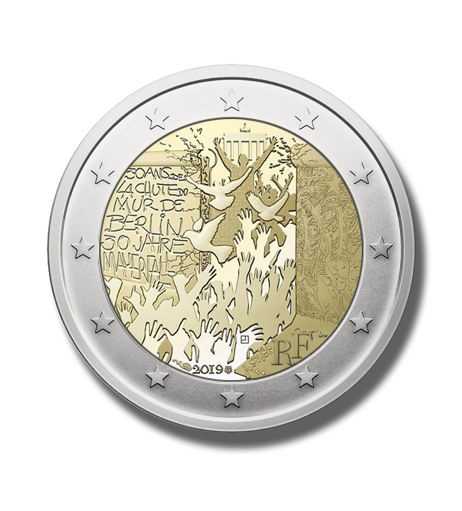 2019 FRANCE 30TH ANN BERLIN WALL 2 EURO COMMEMORATIVE COIN