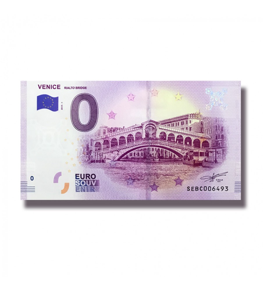 0 Euro Souvenir Banknote Venice Rialto Bridge Italy SEBC 2019-1