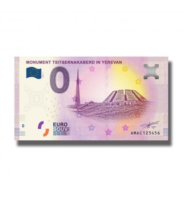 0 EURO SOUVENIR BANKNOTE Monument Tsitsernakaberd in Yerevan ARMENIA AMAC 2019-1