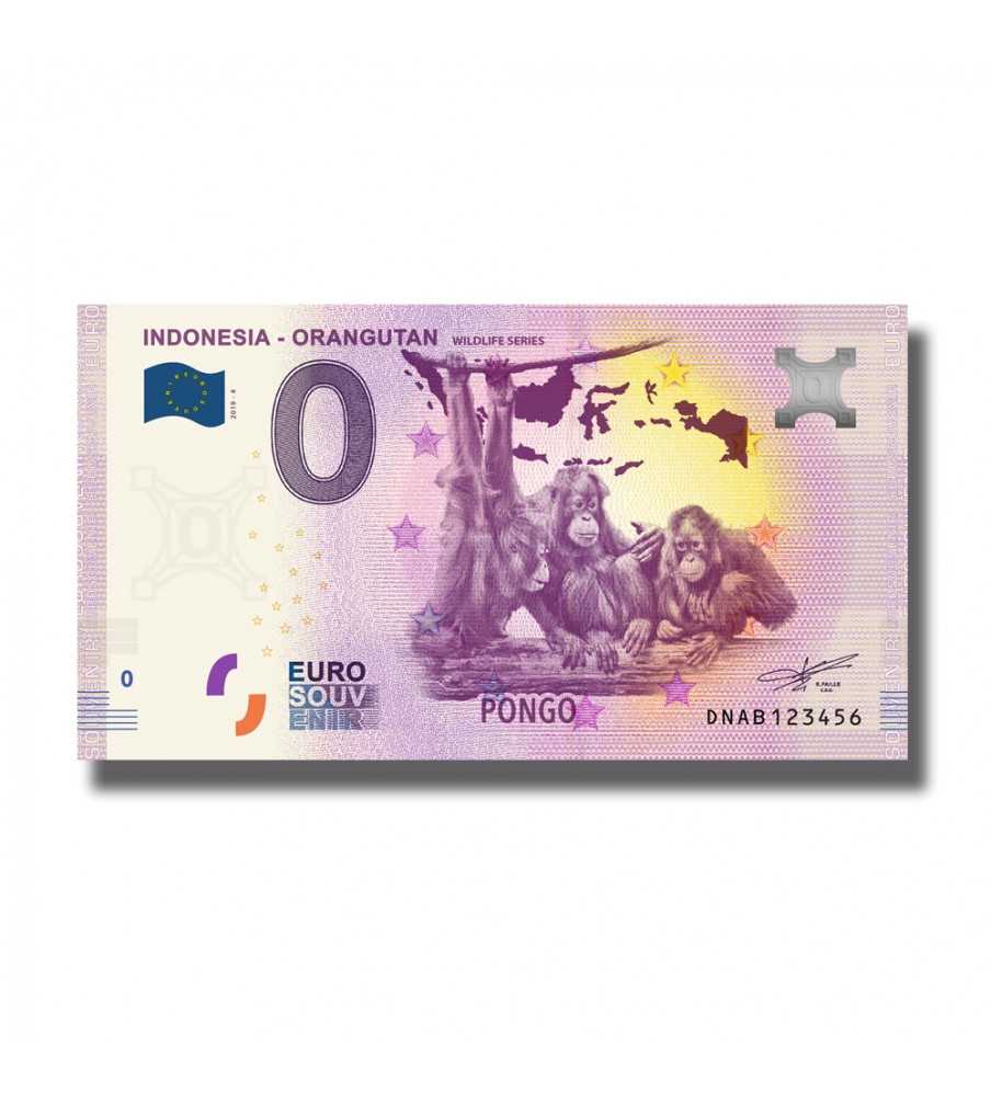 0 Euro Souvenir Banknote Orangutan Indonesia DNAB 2019-4