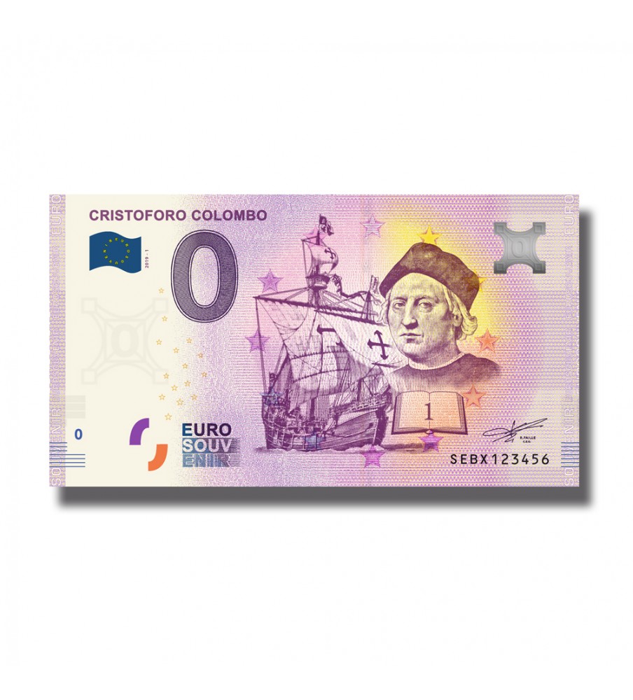 0 Euro Souvenir Banknote Cristoforo Colombo Italy SEBX 2019-1