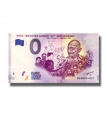 0 EURO SOUVENIR BANKNOTE GANDHI 150TH ANNIVERSARY INDIA 2020-12