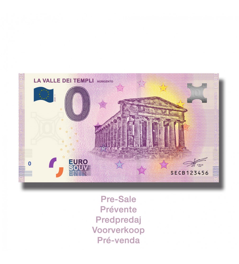 0 Euro Souvenir Banknote La Valle De Templi Italy SECB 2020-1