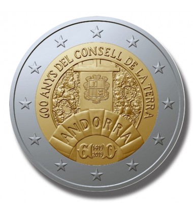 2019 ANDORRA 600 YEARS CONCELL DE LA TERRA 2 EURO COMMEMORATIVE COIN