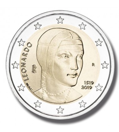 2019 ITALY LEONARDO DA VINCI 2 EURO COMMEMORATIVE COIN