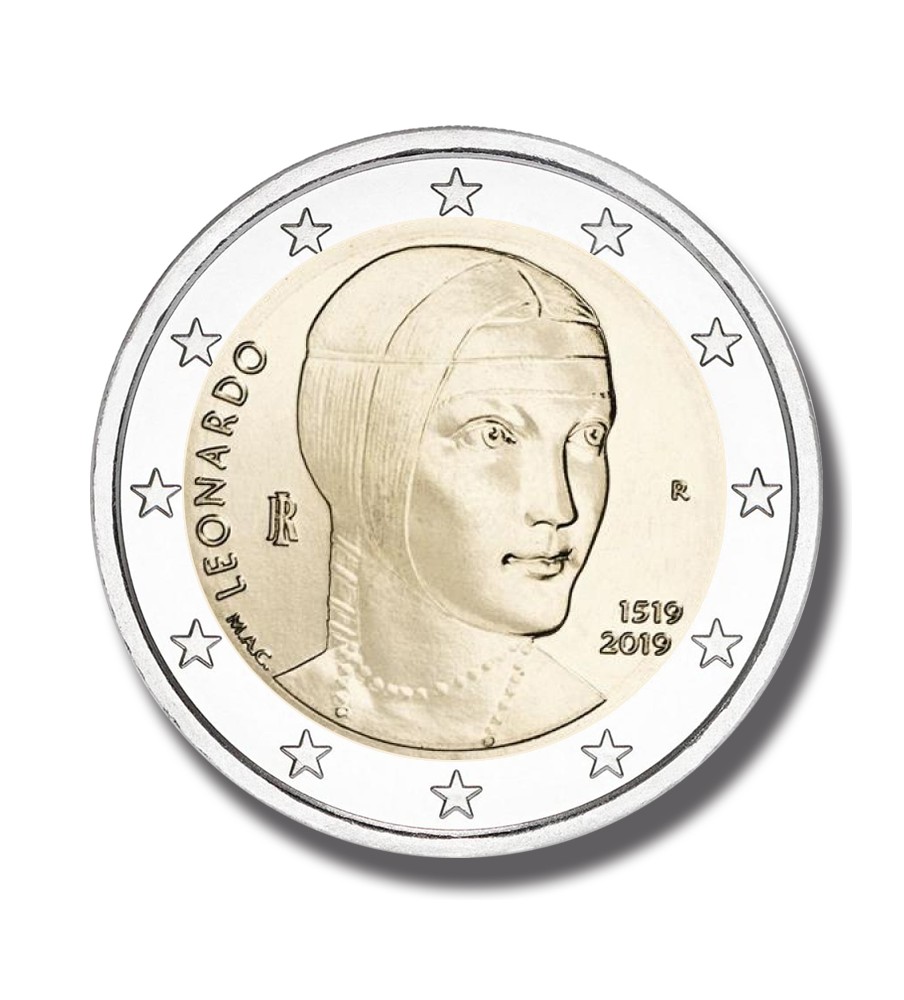 2019 ITALY LEONARDO DA VINCI 2 EURO COMMEMORATIVE COIN