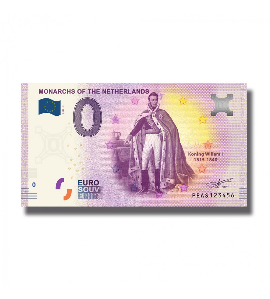 0 Euro Souvenir Banknote Monarchs of The Netherlands PEAS 2020-3