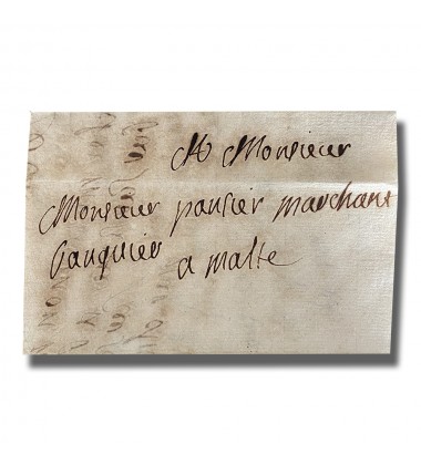 1719 Malta Incoming Letter from Liion Unusually Addressed 'Banquier a Malte'