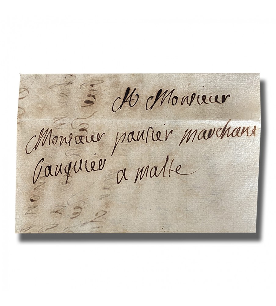 1719 Malta Incoming Entire Letter from Liion Unusually Addressed 'Banquier a Malte'