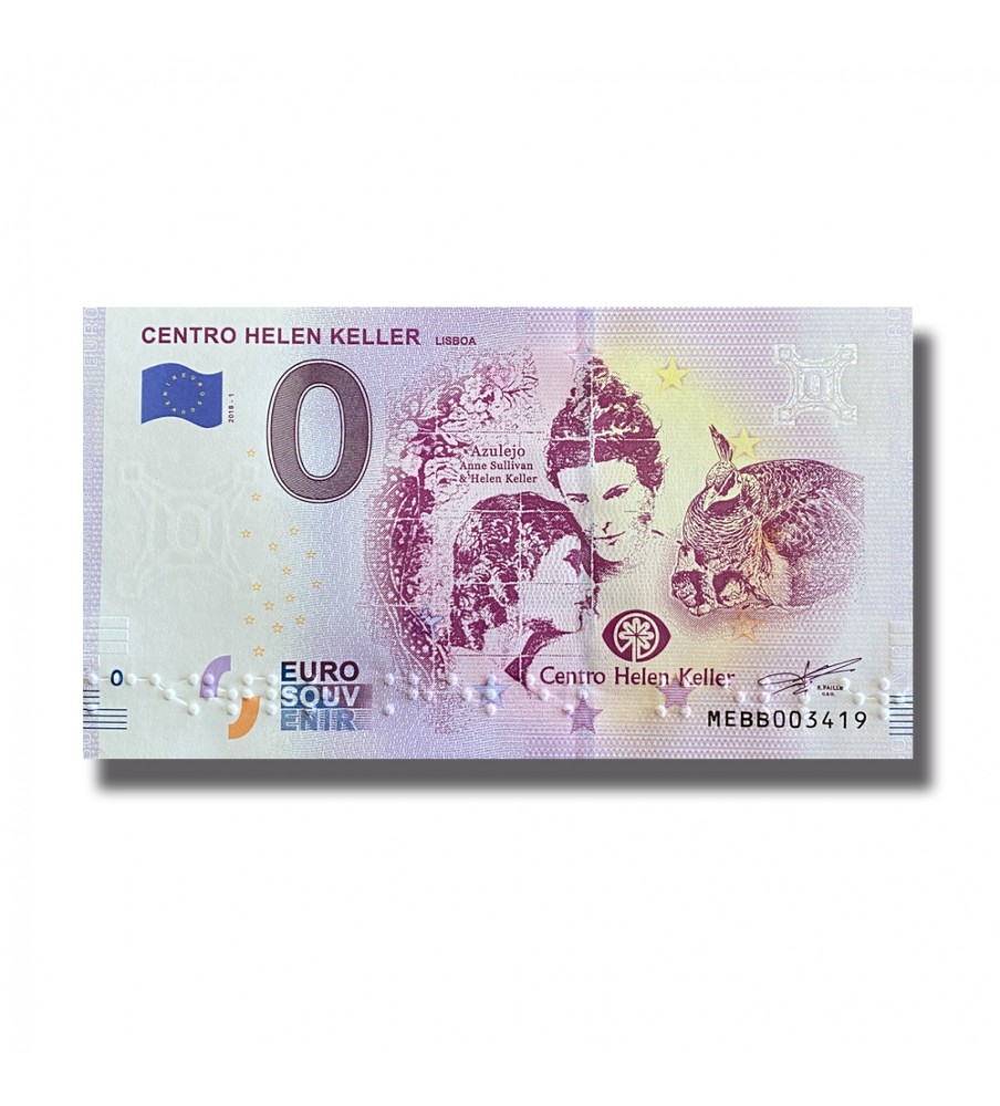 0 Euro Souvenir Banknote Centro Hellen Keller Braille Portugal MEBB 2018-1