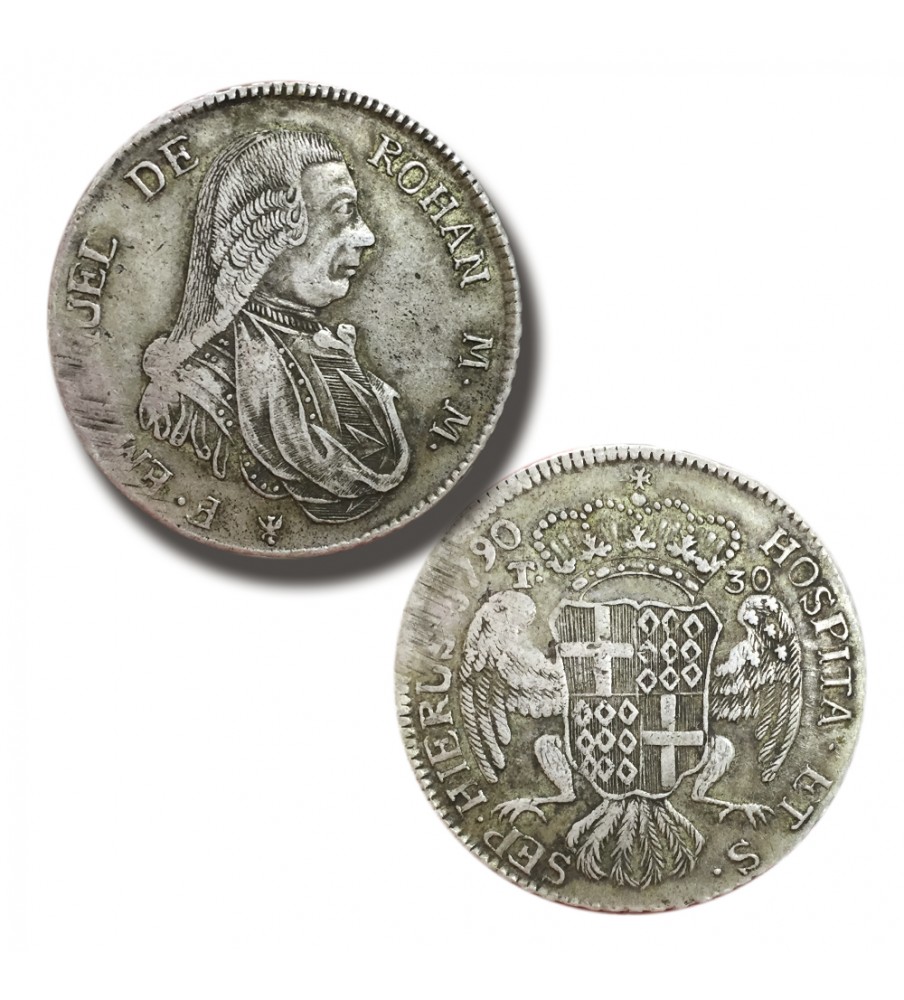 1790 DE ROHAN 30 TARI - KNIGHTS OF MALTA SILVER COIN