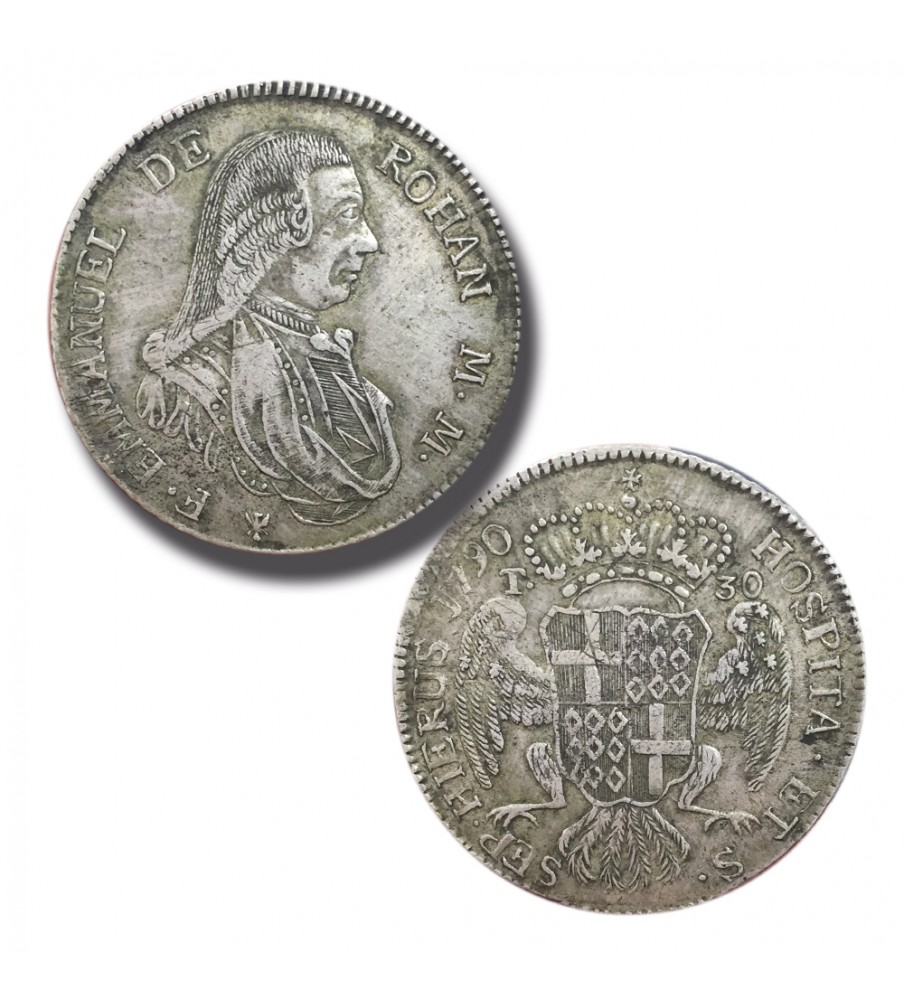 1790 DE ROHAN 30 TARI - KNIGHTS OF MALTA SILVER COIN