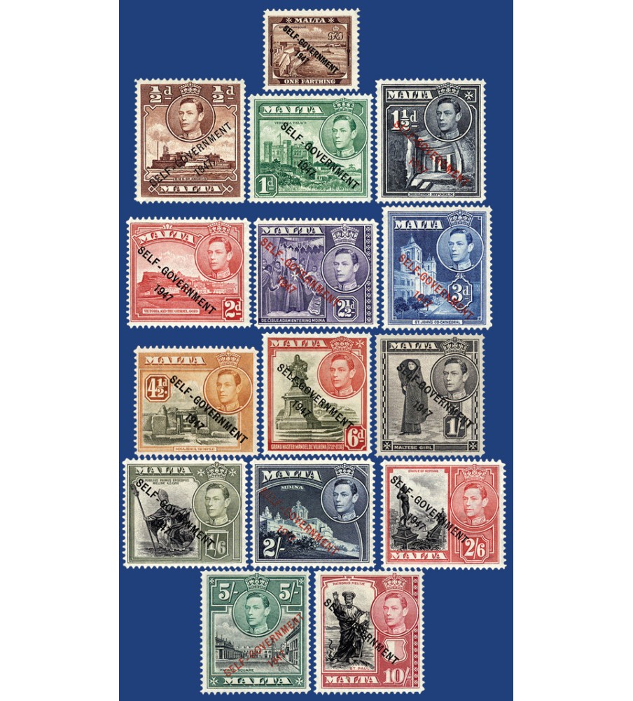 1948 Nov 25 MALTA STAMPS OVERPRINT 'SELF 'GOVERNMENT 1947'