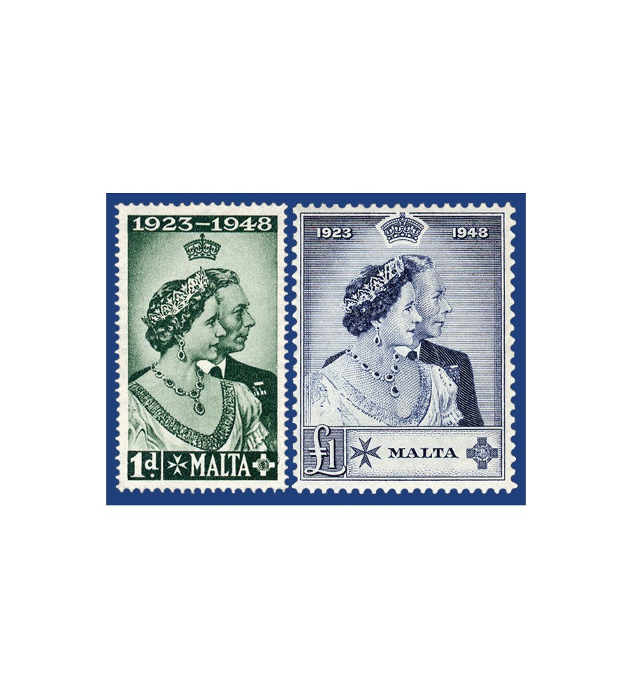 1949 Jan 04 MALTA STAMPS ROYAL SILVER WEDDING