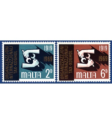 MALTA STAMPS 50TH ANNIVERSARY OF THE INT LABOUR ORGANIZATION