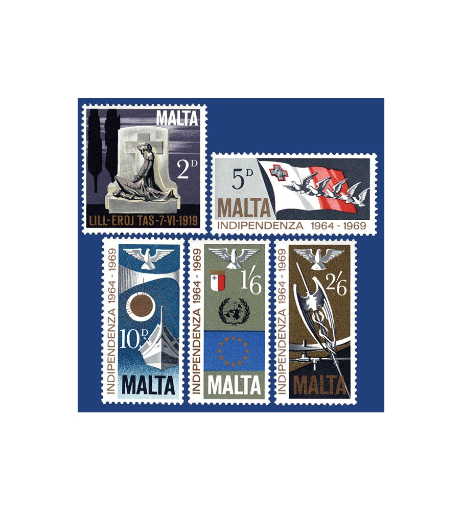 1969 Sep 20 MALTA STAMPS 5TH ANNIVERSARY OF INDEPENDENCE