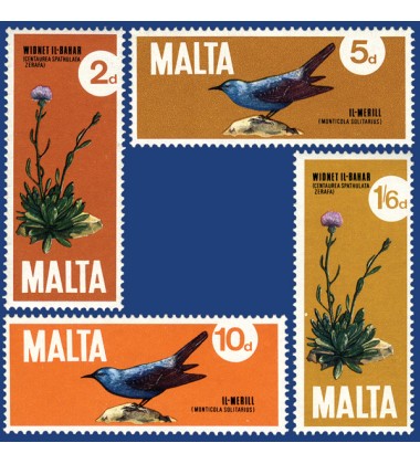 MALTA STAMPS NATIONAL BIRD & PLANT