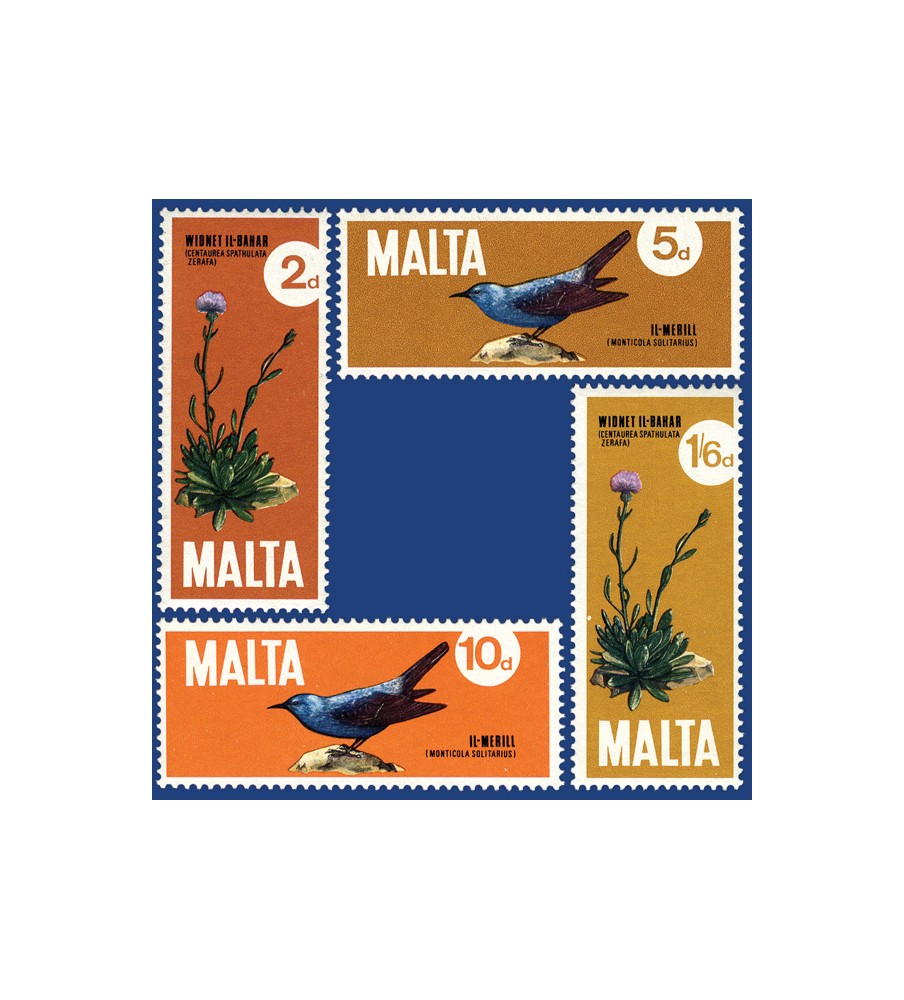 1971 Sep 18 MALTA STAMPS NATIONAL BIRD & PLANT