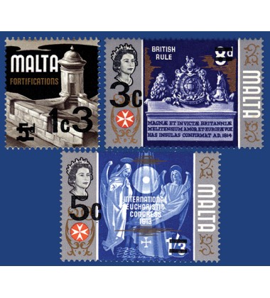 MALTA STAMPS OVERPRINT OF NUMBERS 318, 320 & 323