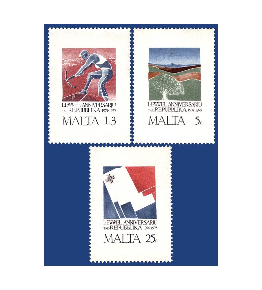 1975 Dec 12 MALTA STAMPS 1ST ANNIVERSARY OF THE REPUBLIC