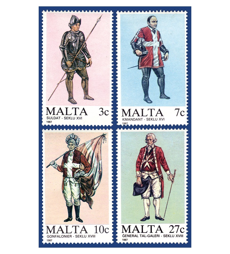 1987 Jaun 10 MALTA STAMPS MALTESE UNIFORMS 1ST SERIES