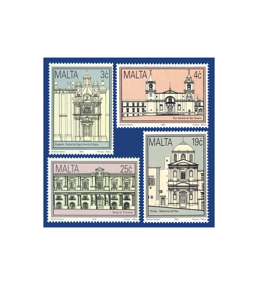 1992 Aug 05 MALTA STAMPS HISTORICAL BUILDINGS