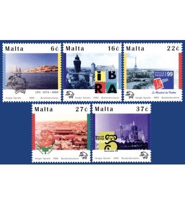 MALTA STAMPS UNIVERSAL POSTAL UNION SE-TENANT OF 5 STAMPS