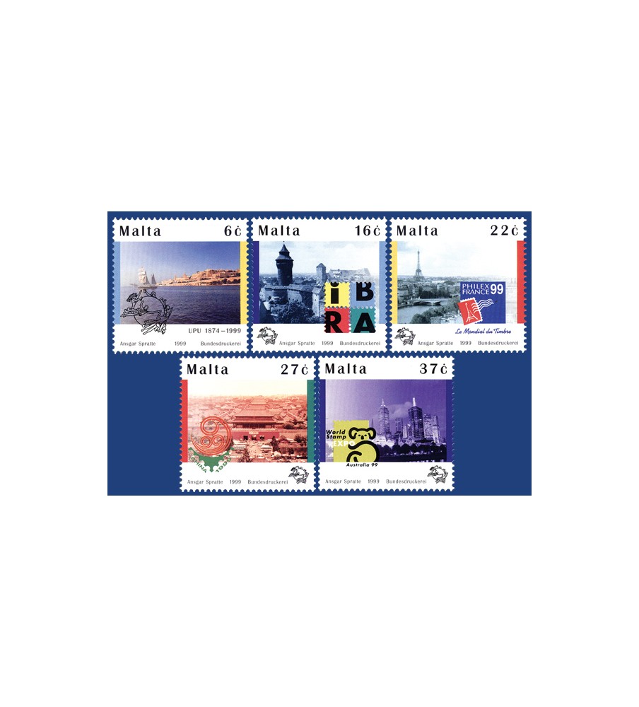 1999 Jun 02 MALTA STAMPS UNIVERSAL POSTAL UNION SE-TENANT OF 5 STAMPS