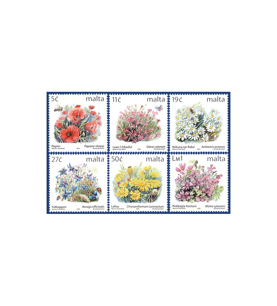 2001 Sep 19 MALTA STAMPS DEFINITIVE FLOWERS III